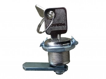 Key and lock for cabinet with hinged doors