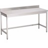 Stainless steel table with backsplash, without undershelf