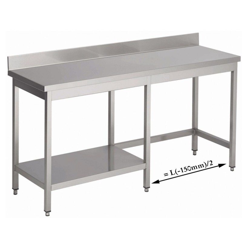 Table with backsplash and half under shelf