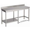 Table with backsplash and half under shelf