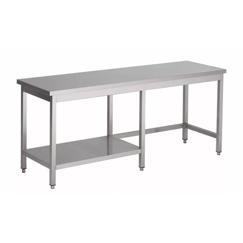 Central table with half under shelf