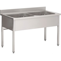 Sink on legs without under shelf, with 2 basins and without draining board