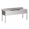 Sink on legs without under shelf, with 2 basins and 2 draining boards
