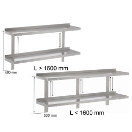 2-Tier adjustable solid wall shelf