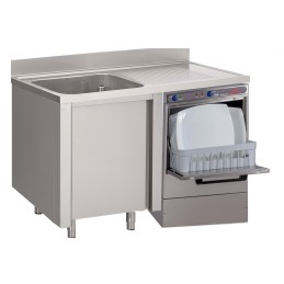 Sink on cabinet, with 1 basin, 1 draining board en room for dishwasher