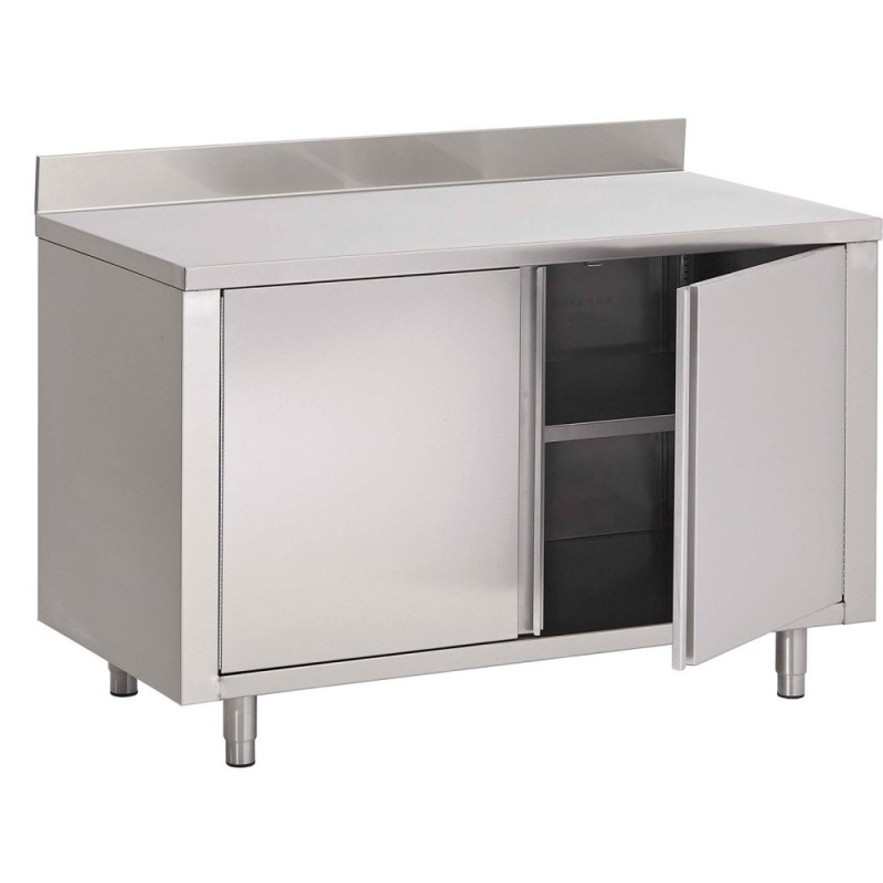 Armoire basse adossée à portes battantes