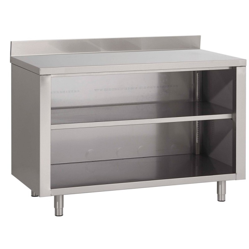 Open central base cupboard with backsplash, without doors