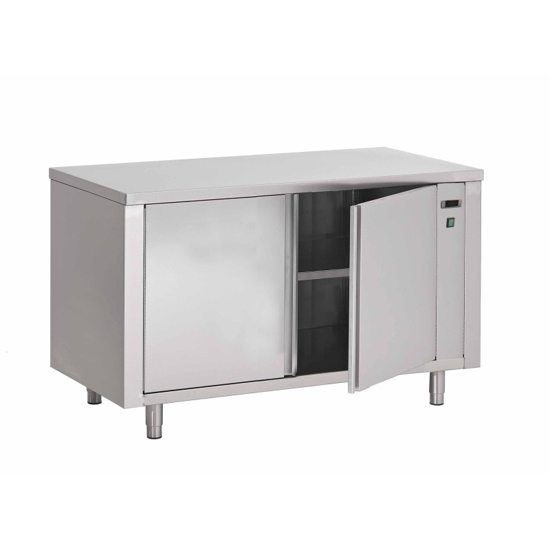 Armoire basse centrale chauffante à portes battantes