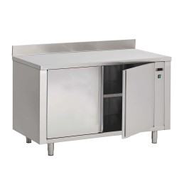 Armoire basse adossée chauffante à portes battantes