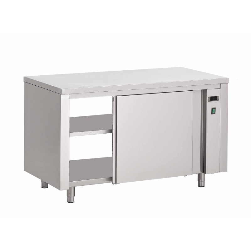 Pass-through heated cupboard with sliding doors