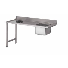 Table pour lave-vaisselle ECO avec bac, trou vide-ordures et dosseret