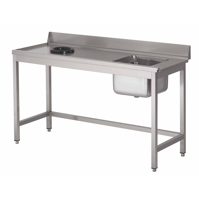 Vaatwassertafel met kuip, afvalgat en achterboord