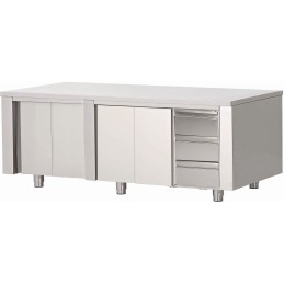 Central cupboard with sliding doors and 3 drawer unit