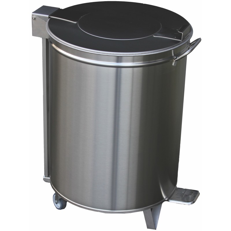 Poubelle inox mobile à pédale avec couvercle