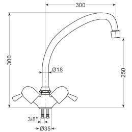 Mixer tap (spout L 300 mm, 3/8")
