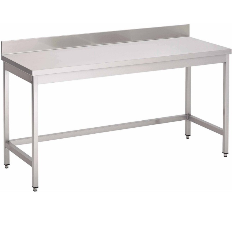 Table inox adossée sans étagère basse (personnalisée)