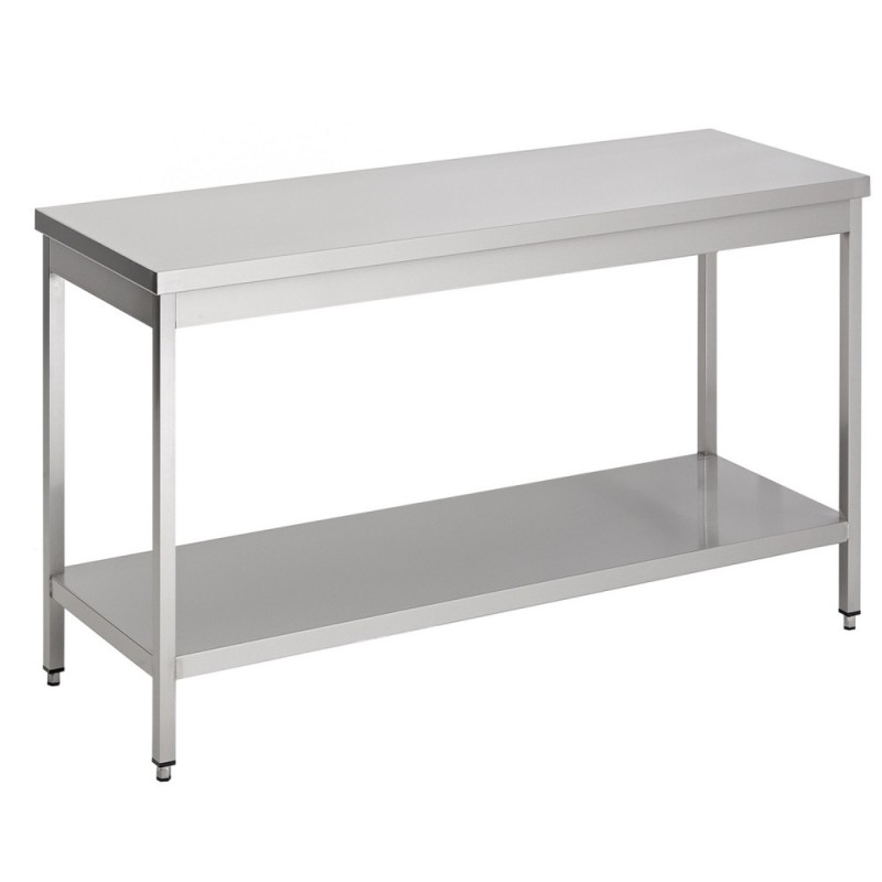 Table centrale avec 1 étagère basse en inox (personnalisée)