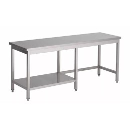 Inox centrale tafel met half onderblad (aanpasbaar)