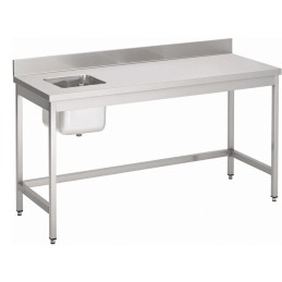 Table du chef adossée sans étagère basse en inox (personnalisée)