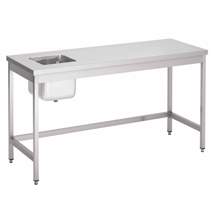 Table du chef centrale sans étagère basse en inox (personnalisée)
