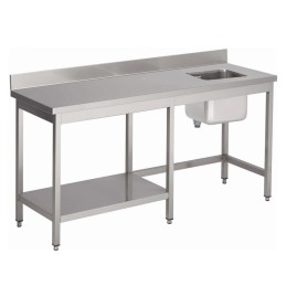 Table du chef adossée avec demi-étagère basse en inox (personnalisée)