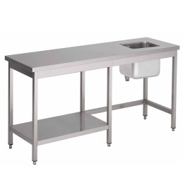 Inox Centrale cheftafel met half onderblad (aanpasbaar)