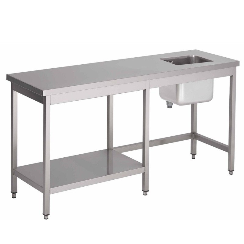 Table du chef centrale avec demi-étagère basse en inox (personnalisée)