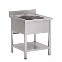 Sink on legs with under-shelf, basin(s), and draining board(s) (custom-made)
