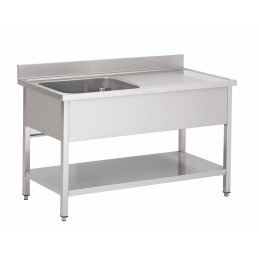 Sink on legs with under-shelf, basin(s), and draining board(s) (custom-made)