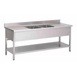 Sink on legs with under-shelf, basin(s), and draining board(s) (custom-made)