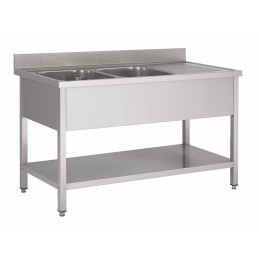 Sink on legs with under-shelf, basin(s), and draining board(s) (custom-made)