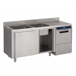 Sink on cabinet, featuring sink bowl(s), drainer(s), and dishwasher space (custom)