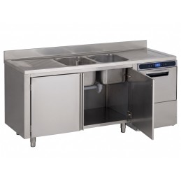 Sink on cabinet, featuring sink bowl(s), drainer(s), and dishwasher space (custom)