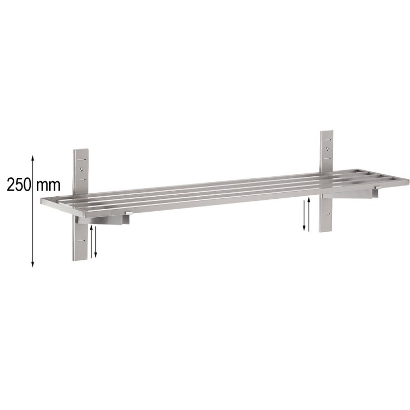 Etagère murale ajourée réglable, 1 niveau en inox (personnalisée)