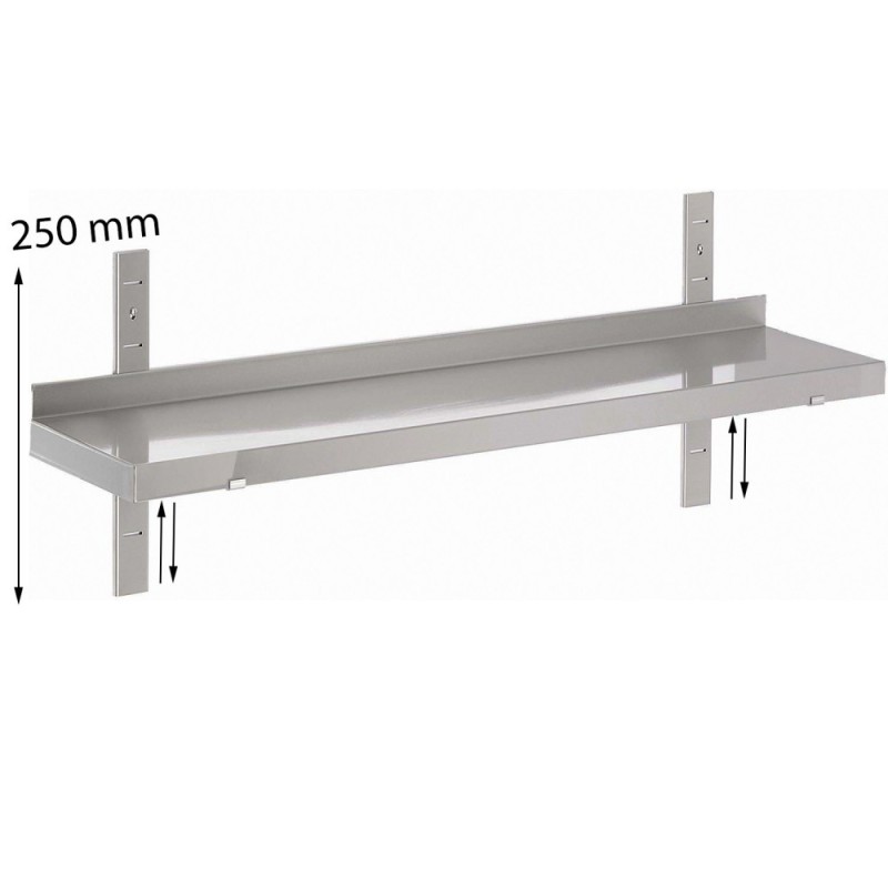 Etagère murale pleine réglable, 1 niveau en inox (personnalisée)