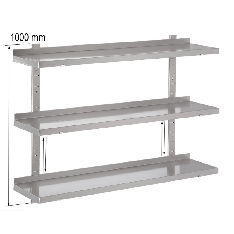 Inox Regelbaar vlak muurrek, 3 niveaus (aanpasbaar)
