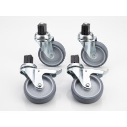 Kit de 4 roues PVC, dont 2 avec frein (⌀100 mm)