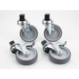 Kit de 4 roues PVC, dont 2 avec frein (⌀125 mm)