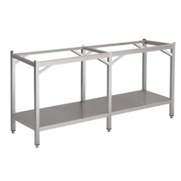 Versterkte inox tafelonderstel met onderblad (aanpasbaar)