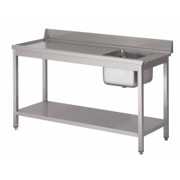 Table pour lave-vaisselle adossée avec bac et tablette inférieure (personnalisée)