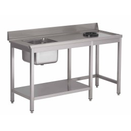 Vaatwassertafel met achterboord, kuip, afvalgat en onderblad (aanpasbaar)