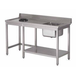 Vaatwassertafel met achterboord, kuip, afvalgat en onderblad (aanpasbaar)