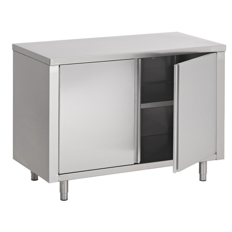 Armoire basse centrale à portes battantes en inox (personnalisée)