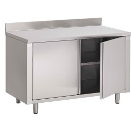 Armoire basse adossée à portes battantes en inox (personnalisée)