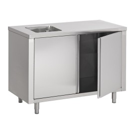 Inox Centrale cheftafel met draaideuren (aanpasbaar)