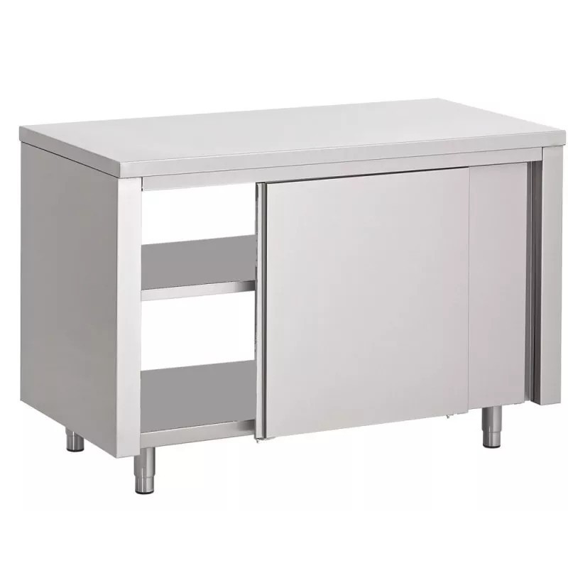 Armoire basse passante, à portes coulissantes en Inox (personnalisée)