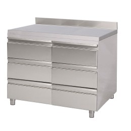 Kast met achterwand en 2x3 lades (aanpasbaar)