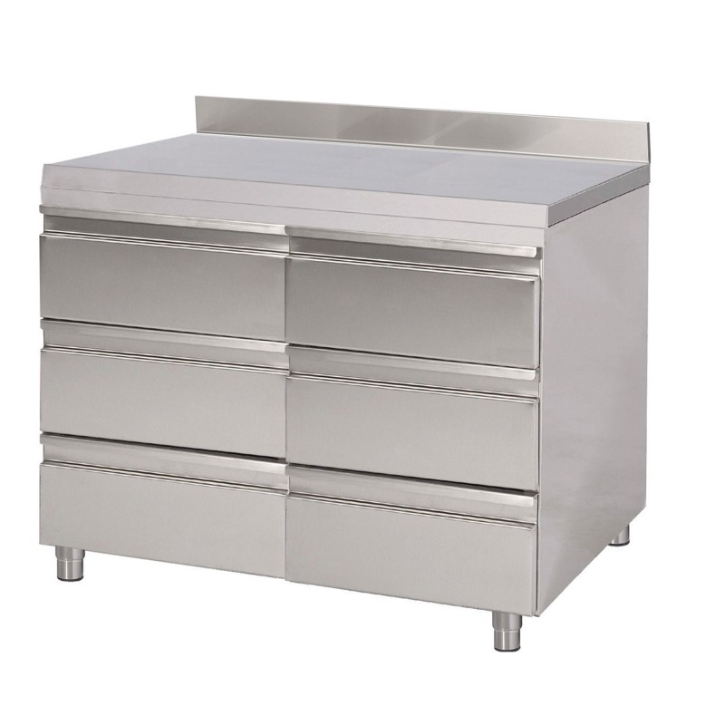 Armoire adossée à 2x3 tiroirs en inox (personnalisée)